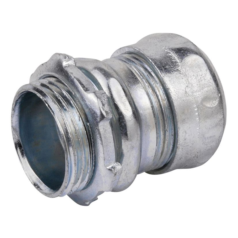 Steel City TC112A Non-Insulated Compression Connector, 3/4 in Trade, For Use With EMT Conduit, Steel, Zinc Plated